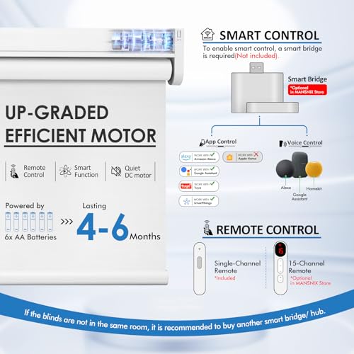 No-Drill Motorized Blackout Blinds with Remote, White, 34.5" x 72" - Variation of THIS listing