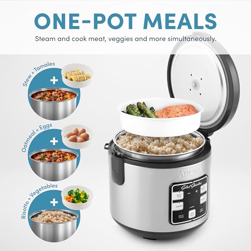 Stainless Steel Rice Cooker & Multicooker 8-Cup Capacity with Steamer - Variation of Stainless Steel Pot