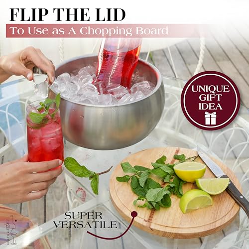 Gusto Nostro 4.3 Qt Insulated Stainless Steel Ice Bucket with Lid & Tongs - Silver