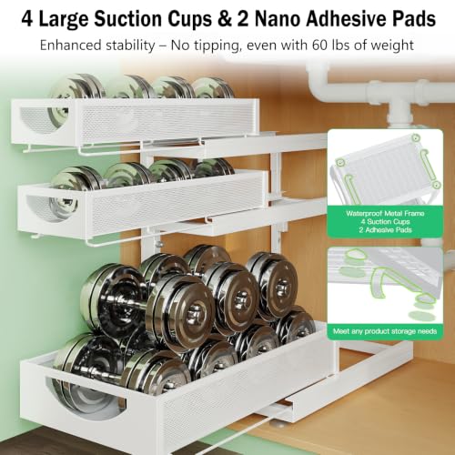 2-Pack White Under Sink Organizer 3-Tier Pull-Out Cabinet Storage