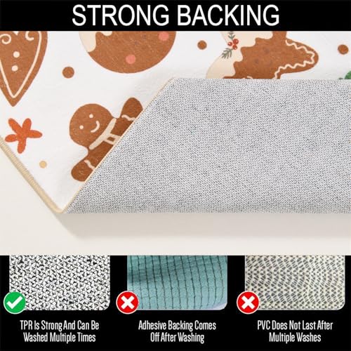 Aldopein White 4x6 Christmas Area Rug Vintage Farmhouse Gingerbread Candy Cane
