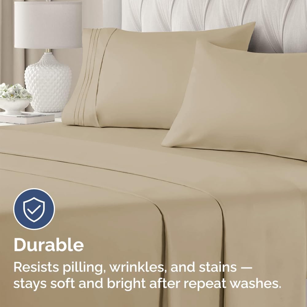 Skiennix Standard Pillow Cases Set of 4 | Ultra Soft Hotel Quality Covers - Machine Washable Beige