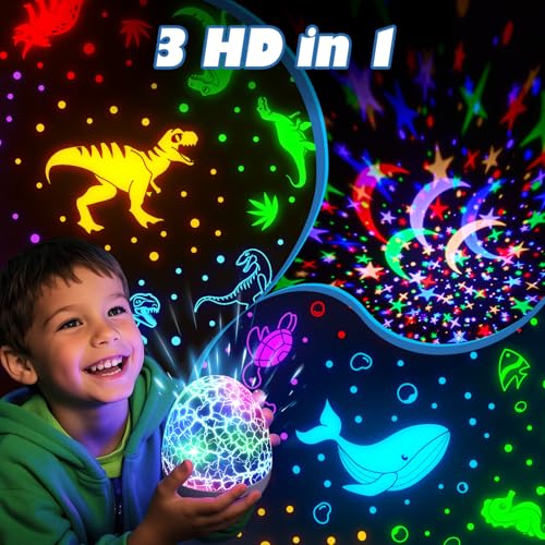 PIKOY Dinosaur Toys, 15 Sounds & 3 Films, Toys for Kids, Egg Light