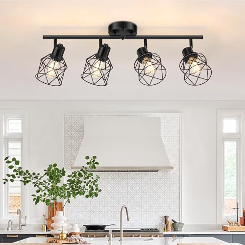 Baocuz 4-Light Semi Flush Mount Ceiling Light - Black, Adjustable Farmhouse Fixture