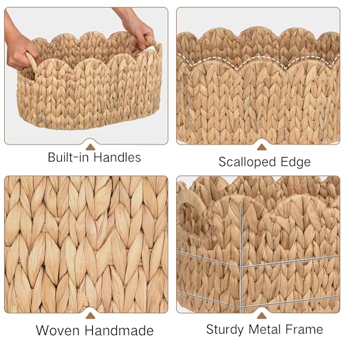 iEGrow Oval Water Hyacinth Wicker Basket Set of 2 - Natural Hand-Woven Nursery & Home Storage