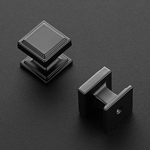 Ravinte Black Square Kitchen Cabinet Knobs 30 Pack - Single Hole Zinc Pulls