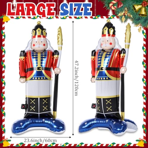 Cinnvoice Soldier B 2 Pack 47-Inch Christmas Nutcracker Balloons with Base - Festive Holiday Decor