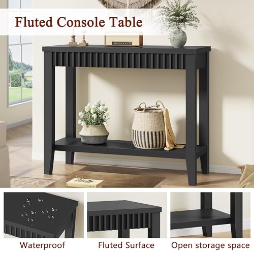 Entryway Console Table with Open Storage - Black, 31.5 Inch