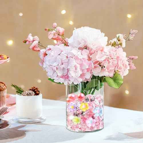 125Pcs Flower Vase Filler Artificial Floral Pearl for Floating Candle Faux Pastel Plastic Beads for DIY Fall Displays Vases Filler Wedding Centerpiece Christmas Decorations (Pastel)