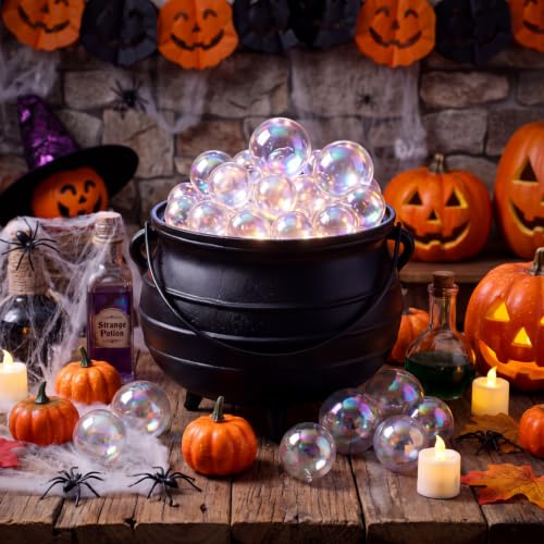 16 Pcs Halloween Clear Cauldron Bubbles, Iridescent Ornament Balls