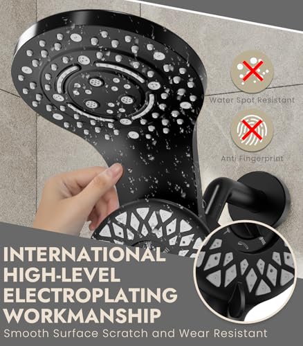 Matte Black 13-Function Dual Rain Shower Head with Handheld & 72-Inch Hose - 2-in-1 Magnetic Shower Set