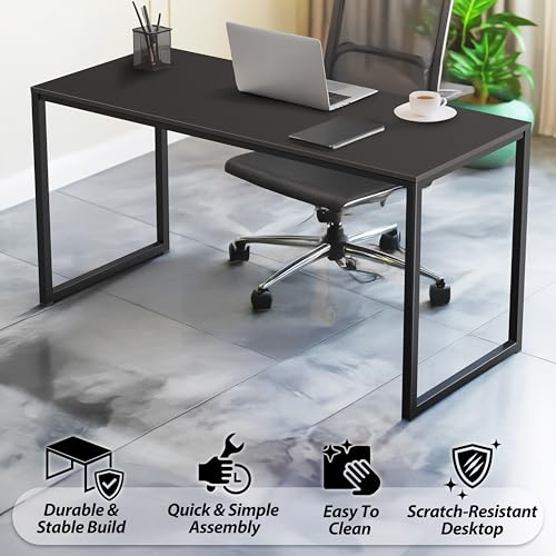 SHW Mission 48-Inch Black Home Office Computer Desk with Steel Frame