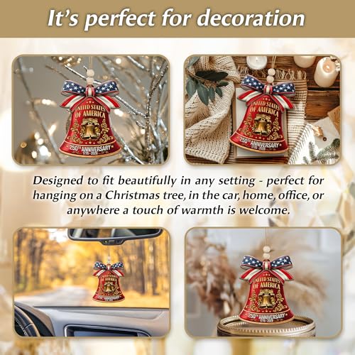 United States 250th Anniversary Patriotic Wooden Ornament Liberty Bell Decoration