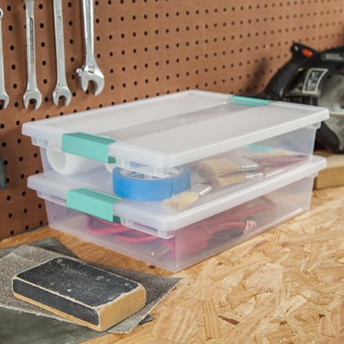 Stackable Clear Plastic Storage Bins - Large, 12-Pack - Secure & Lightweight