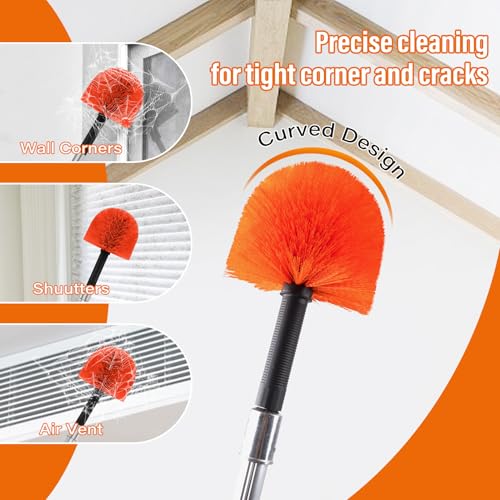 30FT Reach Cobweb Duster with Extension Pole - Spider Web Brush for Cleaning - ACTREY, 24FT