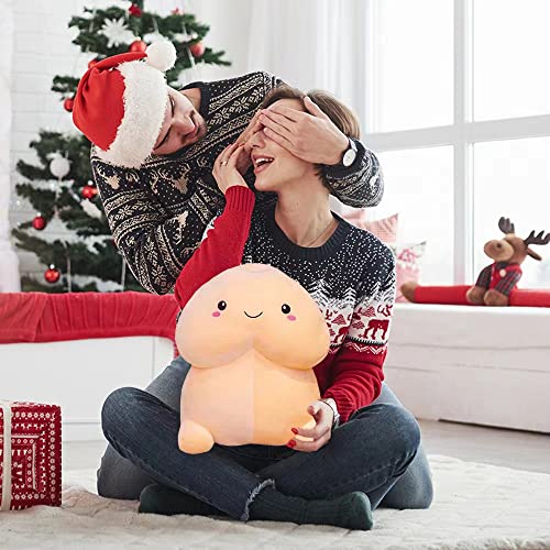 Funny Plush Pillow Cute Creative Cartoon Soft Stuffed Plush Home Decor Pillow Plush Prank Festival Gift for Friend (Smile Pink, 11.8in)