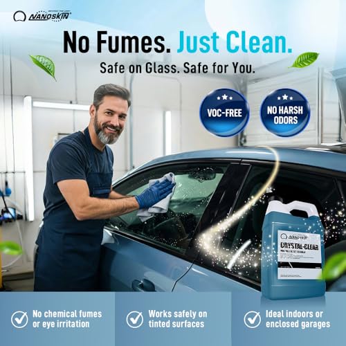 Nanoskin Crystal-Clear VOC-Free Glass Cleaner 640 Fl Oz - Streak-Free Surface & Vehicle Glass