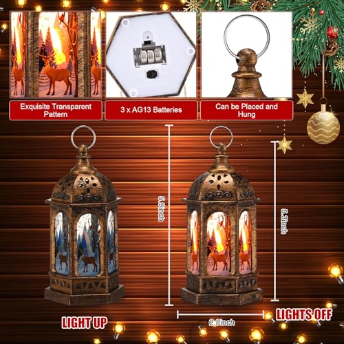Threan 12 Pcs Christmas Lanterns Centerpiece Decor - Bronze Gold Variant