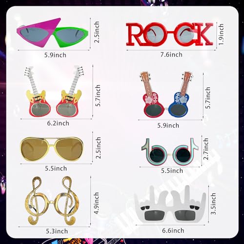 Rock Star Sunglasses & Inflatable Guitar Microphone Party Set - 8 Pack