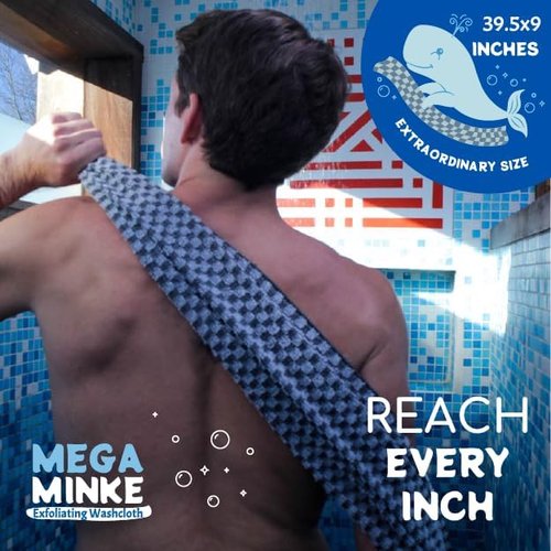 JJ KENT MEGA Minke Exfoliating Washcloth - Reusable Body Scrubber for Soft Skin | Large, Rip-Resistant Design