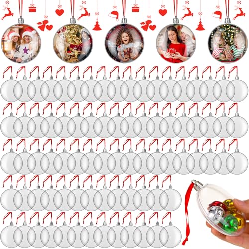 200 Pcs Clear Fillable Plastic Christmas Ornament Balls - Holiday Decorations