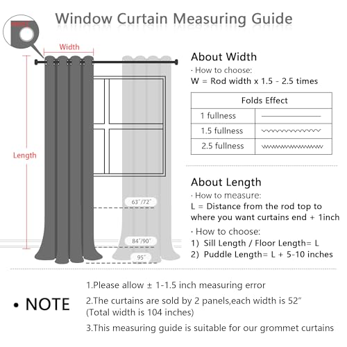 Pink Girls Blackout Curtains 52"W x 84"L Set of 2 - Kids Bedroom Window Drapes