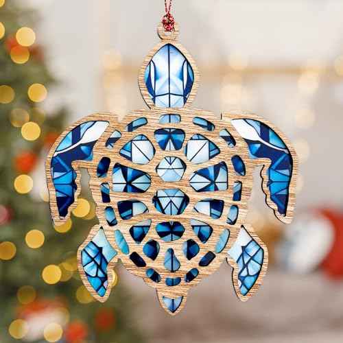 Sea Turtle Christmas Ornaments 2025, Sea Turtle Gifts for Women Men, Suncatcher Ornament with Story Card, Beach Christmas Ornaments for Tree, Sea Lover Gifts, Presents for Friendship