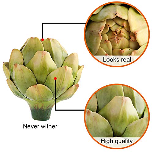 GiftYou 6-Pack Artificial Artichoke Decor - Realistic Faux Vegetables for Kitchen & DIY Crafts