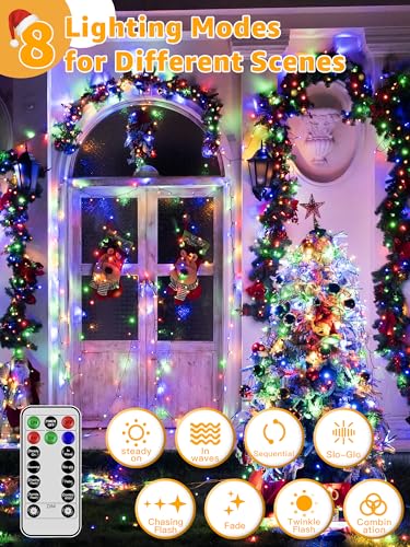 BrightChristmas 328FT Multicolor 1000 LED Outdoor Christmas String Lights with Remote & 8 Modes