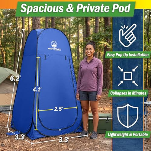 Blue Pop Up Changing Tent 3.3ft x 3.3ft x 6.2ft Camping Shower Privacy Shelter