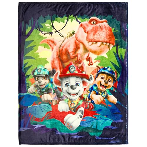 Paw Patrol Dino Movie Throw Blanket - 46 x 60 Inches Soft Plush Cozy for Couch & Travel - Officially Licensed