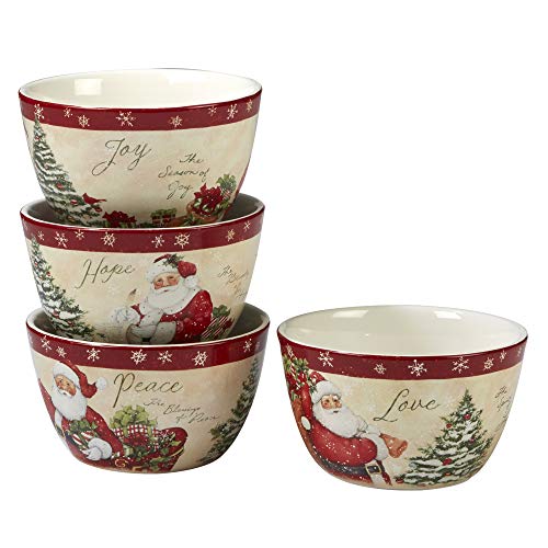 Certified International Holiday Wishes Dinnerware Set for 4 - 16 Pieces, Multicolored Christmas Tableware