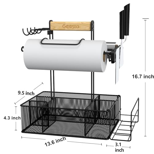 Outdoor Grill Caddy with Paper Towel Holder & Magnetic Tool Organizer