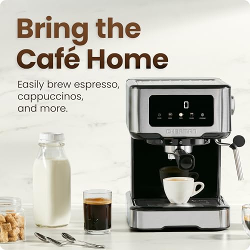 Small Espresso Machine with 15-Bar Pump & Steam Wand - Compact Stainless Steel Coffee Maker