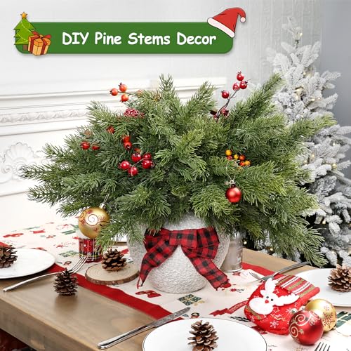 6 Pcs Christmas Pine Branches - 18" Realistic Greenery Stems - Artgar