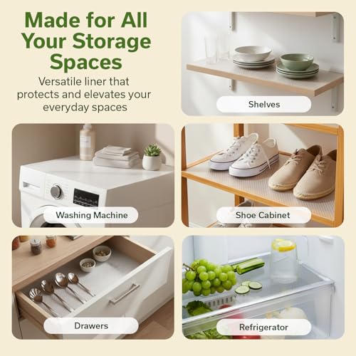 Non-Slip Clear Shelf Liner for Cabinets & Drawers - 17.7 in x 33 ft Thickened EVA