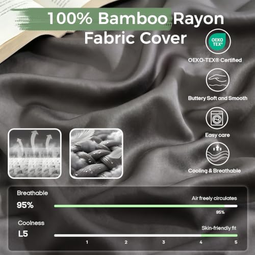 Weighted Body Pillow for Side Sleepers 54x18 Inches - Bamboo Grey - 10.5 lbs