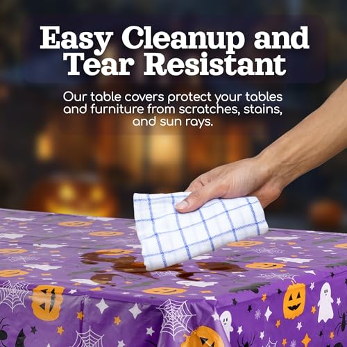 Grandipity Halloween Purple Rectangle Tablecloth 54x108in 6 Pack - Disposable Party Cover