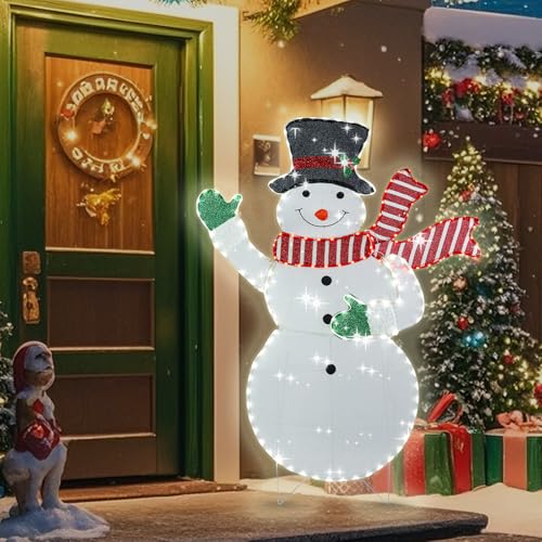 VCUTEKA 5.3ft x 4ft Lighted Snowman Christmas Decoration Indoor Outdoor
