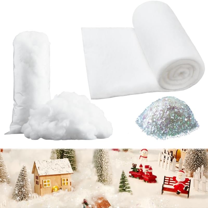 Skiennix 3pcs Artificial Snow | Soft Fluffy Snowflakes for Christmas Tree Decorations & Crafts