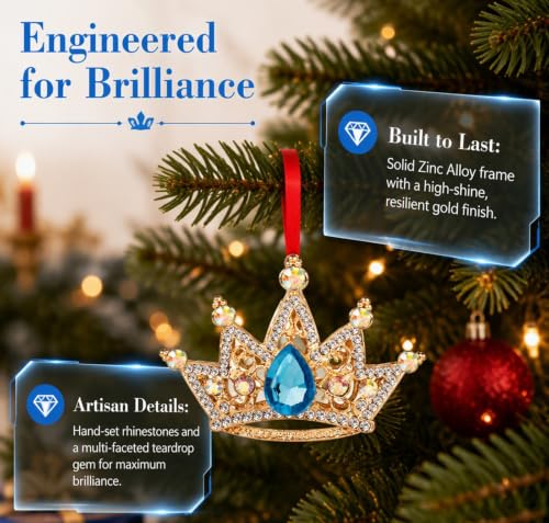 Blue Princess Crown Christmas Ornament - Royal Regal Holiday Decor Gift