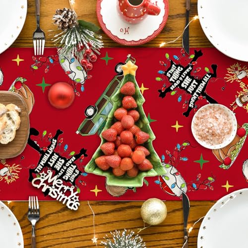 Christmas Table Runner 13x90 inch Red - Yarcooly New Year Xmas Home Decor