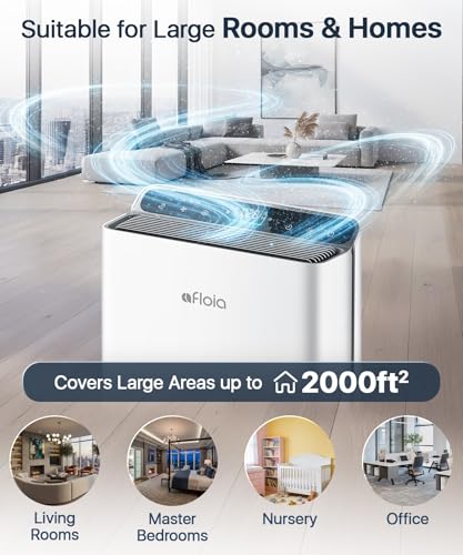 Afloia White Large Room Air Purifier for 2000 Sq. Ft. with PM2.5 Display