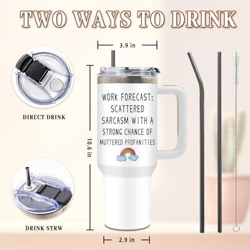 DUUV Work Forecast Sarcastic 40oz Insulated Tumbler - Funny Gift for Men