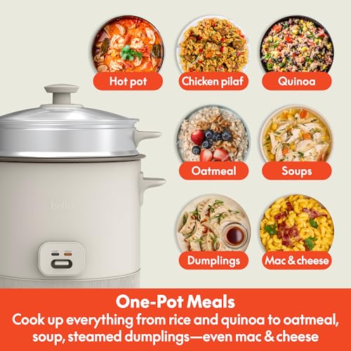 BELLA 16-Cup Rice Cooker & Steamer with Oatmilk Variation, Food Steamer