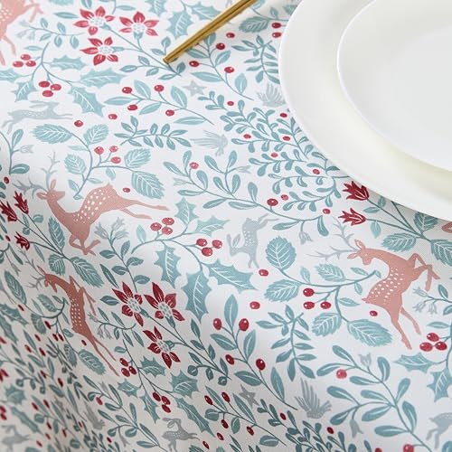 Laura Ashley Easy Care Polyester Tablecloth 60" x 84" Reindeer Prance