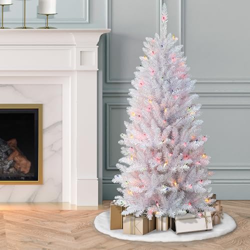 Puleo International 4.5' Flocked Fraser Fir Artificial Christmas Tree with 150 Clear Lights