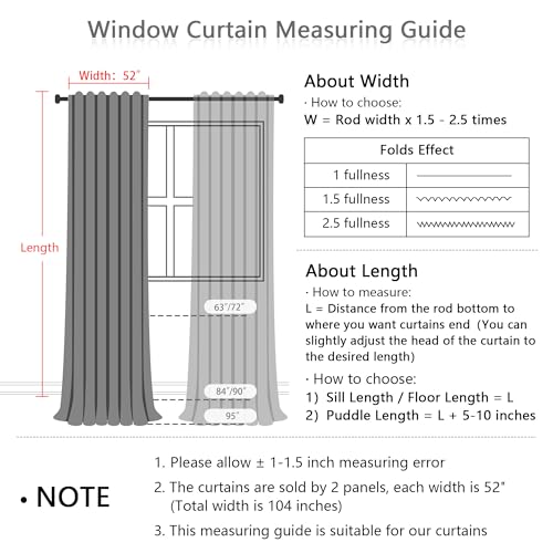 MYSKY HOME Blackout Plaid Linen Curtains 52W x 84L Double Panel Set for Living Room, Insulated & Privacy, Black