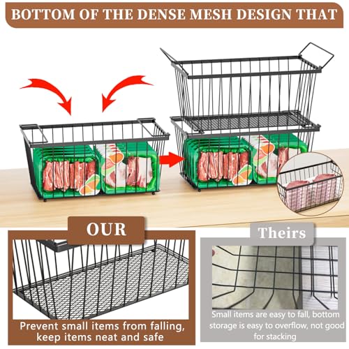 Black 8 Pack Freezer Organizer Bins with Leak-Proof Bottom for 7 Cu.Ft Chest Freezers
