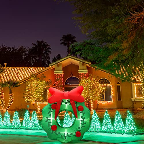3 ft LED Inflatable Christmas Wreath - Outdoor Yard Decor with Quick Inflation